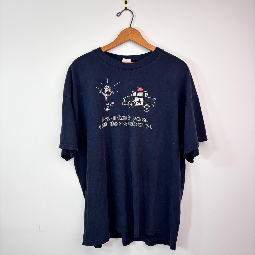 Vintage Tennessee River Cops Show Up Funny Graphic Tee Navy XL